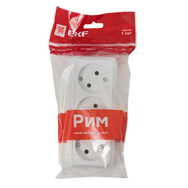 Купить EKF PROxima Рим Розетка 3-местная 10А без заземления белая