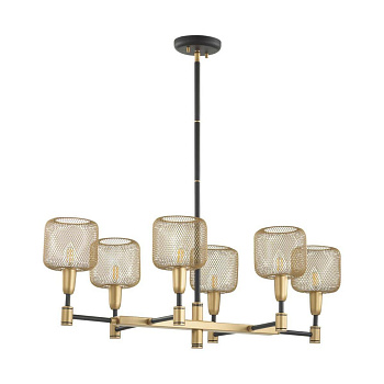 Odeon Light 4975/6 LOFT ODL22 475 черный/мат.золотой/металл.сетка Люстра E14 6*40W LECOLA