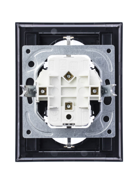 Купить ABB EPJ Levit сталь / дымчатый чёрный Розетка двойная с заземл, со шторками 2CHH223457C6069