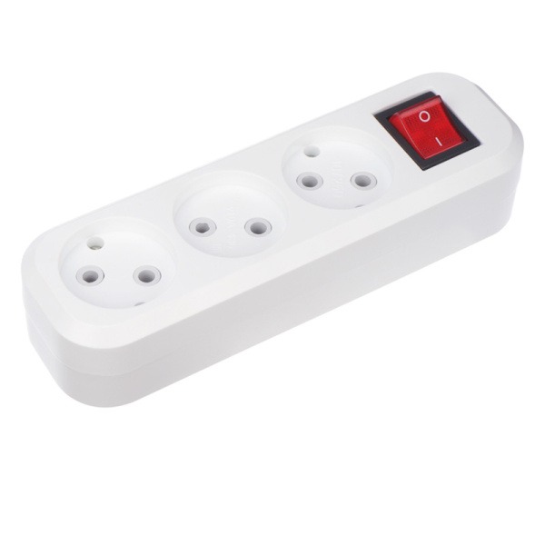 Колодка 3 гнезда с кнопкой без заземления Rexant 11-8705