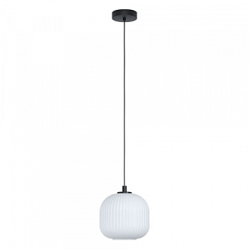 Eglo 99366 Подвес MANTUNALLE, 1х40W (E27), 200, H1100, сталь, черный/стекло, белый