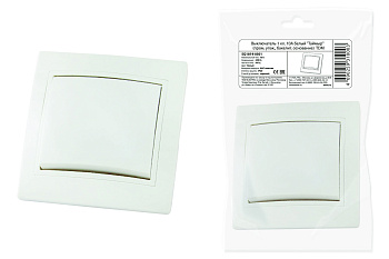 TDM Выключатель 1 кл. 10А белый "Таймыр" (пром. упак., бакелит. основание) SQ1814-0501