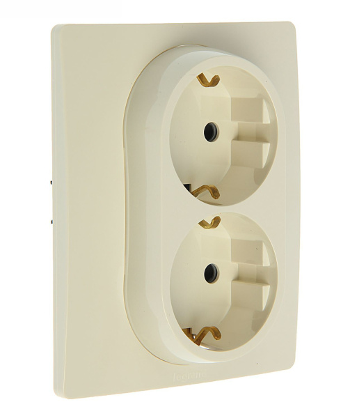 Купить Legrand Etika Слоновая кость Двойная розетка с/з, винтовые клеммы 672323