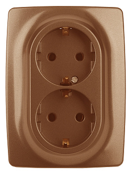 ЭРА 12-2108-14 Розетка 2X2P+E Schuko со шторками, 16A-250В, IP20, 12, Медь