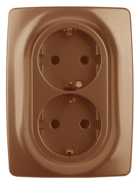 ЭРА 12-2108-14 Розетка 2X2P+E Schuko со шторками, 16A-250В, IP20, 12, Медь