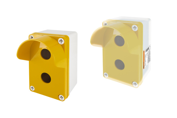 TDM Корпус КП102 c козырьком для кнопок 2 места IP66 ABS желтый SQ0705-0012