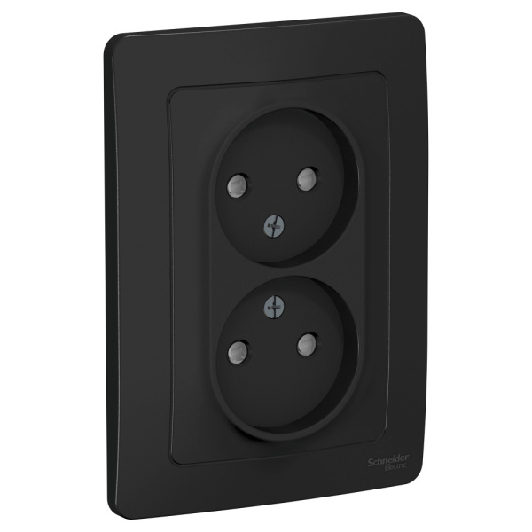 Systeme Electric Blanca внутр Антрацит Розетка 2-ая б/з со шторками, 16А, 250В