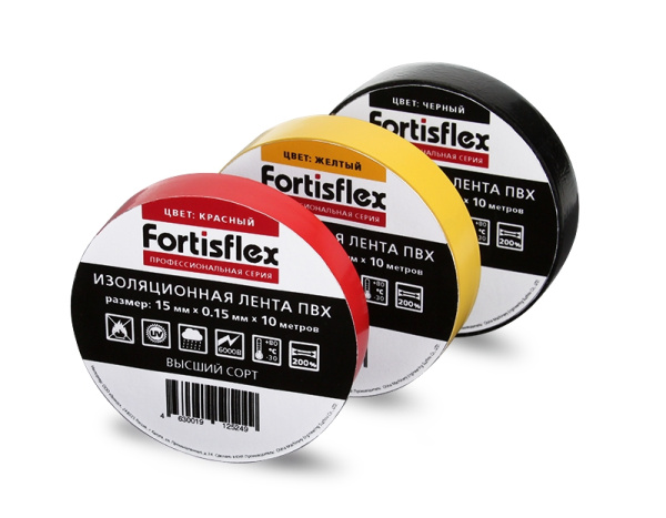 Изолента ПВХ 15x0.15х10 черная (Fortisflex) 71228