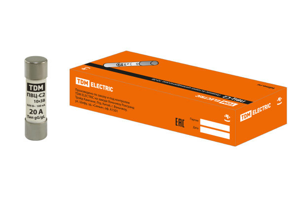 TDM Плавкая вставка ПВЦ-С2 10х38 20А SQ0729-0009