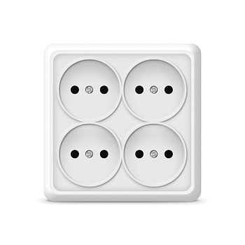 UNIVersal "Олимп" Розетка Бел 4-ая б/з квадрат 1164