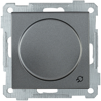 IEK РС16-1-0-Б Розетка с з/к с з/ш и кр. 16А BOLERO антрацит ERB16-K95-16