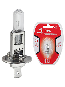 ЭРА Автолампа  H1 12V 55W +50% P14,5s BL (лампа головного света, противотуманные огни)