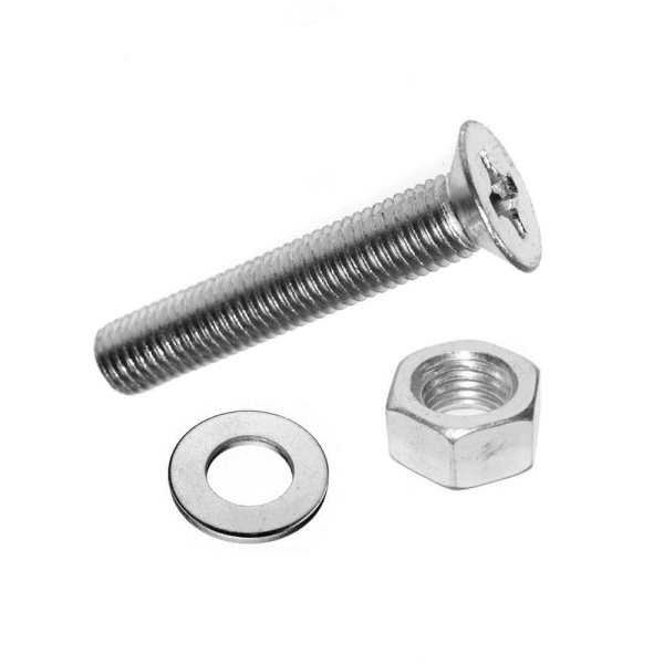 Tech-Krep Винт DIN965 с потайной головкой оцинк. M4х25 + гайка + шайба (18 шт) - пакет Tec 114060