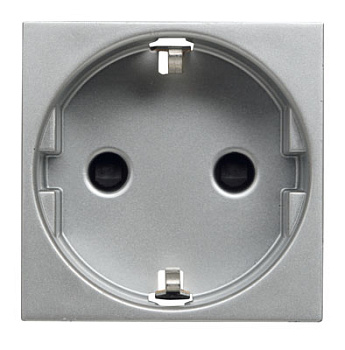 ABB NIE Zenit Серебро Розетка с/з с защитными шторками, безвинт. зажим, 2 мод 2CLA228860N1301