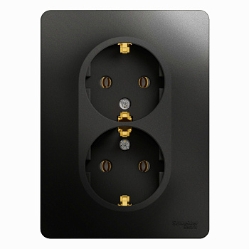 Systeme Electric Glossa Антрацит Розетка 2-ая с/з, 16А (в сборе)
