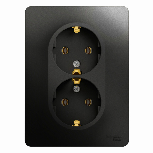 Systeme Electric Glossa Антрацит Розетка 2-ая с/з, 16А (в сборе)