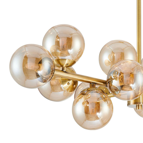 Купить Favourite 2649-14P подвесная люстра Каркас цвета латунь, плафоны из выдувного стекла янтарного цвета