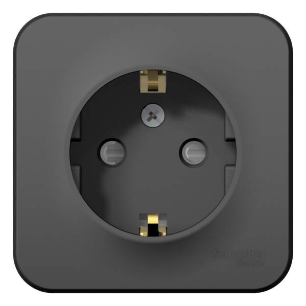 Systeme Electric Blanca наруж Антрацит Розетка с/з со шторками 16А, 250В, изолир. пластина