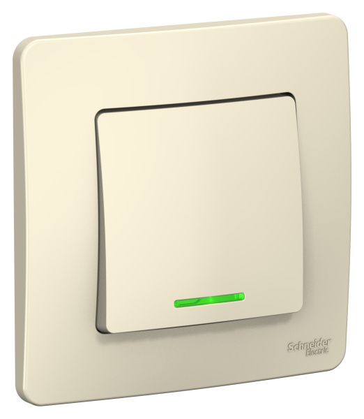 Купить Systeme Electric Blanca внутр Молочный Переключатель 1-клавишный с подсветкой, 10А,250B
