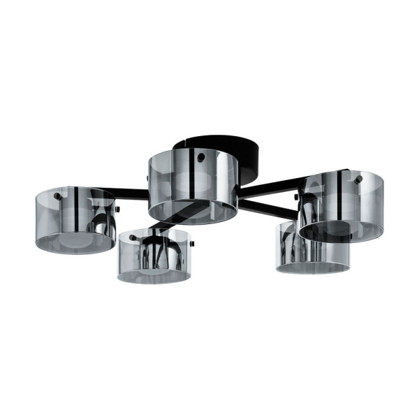 Eglo COPILLOS Светильник светодный потолочный димм, 5х7,2W(LED), Ø655, H175, 2850lm, сталь, черный/стекло с напыл., черный-прозрачный 39874