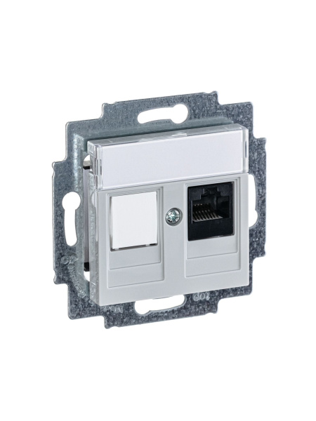 Купить ABB EPJ Levit серый / белый Розетка компьютерная RJ45 кат,5e+заглуш,, серый 2CHH295117A6016