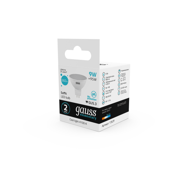 Купить Gauss Лампа Elementary MR16 9W 660lm 4100K GU5.3 LED 13529