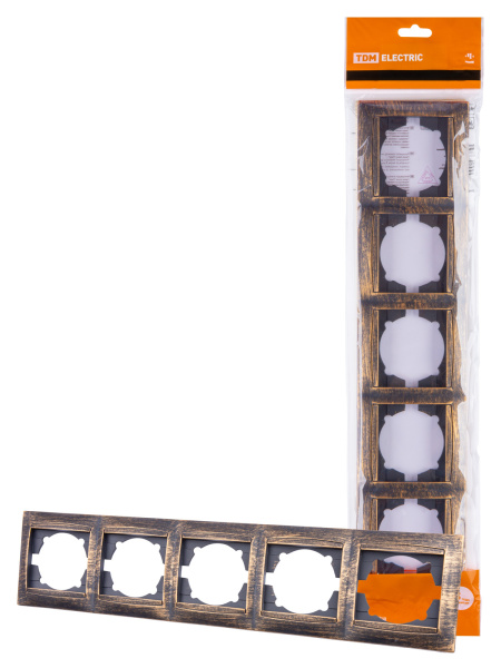 TDM Рамка 5-ти постовая горизонтальная старинная бронза "Лама" SQ1815-0782