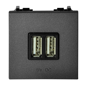 ABB NIE Zenit Антрацит Механизм USB зарядного устройства, 2М, 2х750 мА / 1х1500мА 2CLA228500N1801