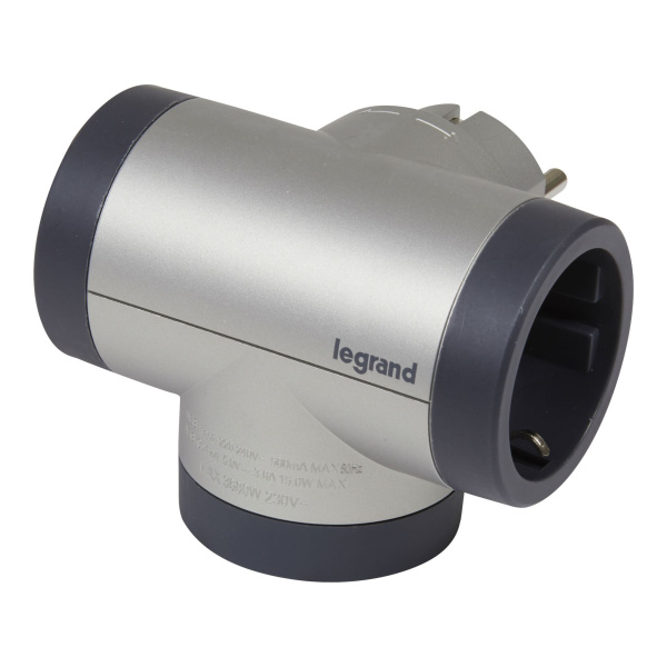 Купить Legrand Revolution Комфорт Алюминиево-черный Тройник 2x2К+З с 2xUSB A+C (3А), фиксируемый поворотный блок 694524