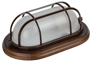 ЭРА НБО 04-60-022 Светильник Кантри дерево/стекло решетка IP54 E27 max 60Вт 232х140 овальный клен