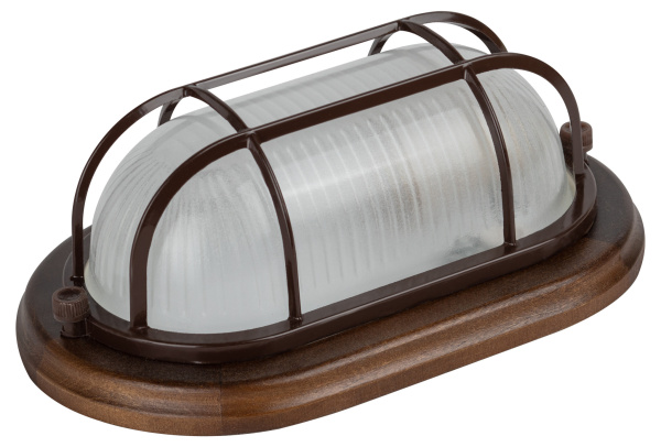 ЭРА НБО 04-60-022 Светильник Кантри дерево/стекло решетка IP54 E27 max 60Вт 232х140 овальный клен