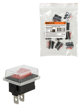 TDM Клавишный переключатель YL-211-03 черный корпус красная клавиша (влагозащищенный) 2 положения 1з SQ0703-0048