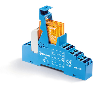 Finder Интерфейсный модуль (сборка 40.52.8.024.0000 + 99.02.0.024.98 + 95.P5SMA), электромеханическое реле; 2CO 8A; контакты AgNi; питание 24В AC; кат 48P580240060SMA