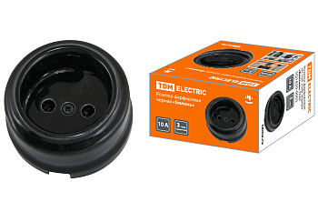 TDM Розетка фарфоровая 2П 10А 250В черная «Болонь» SQ1820-0005