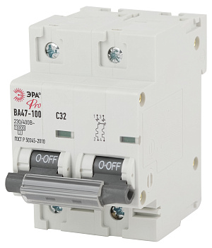 ЭРА NO-902-274 Pro Автоматический выключатель ВА47-100 2Р 32А 10 кА кривая С (6/60/1440)