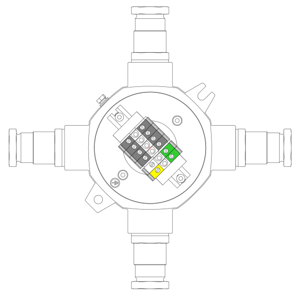 DKC Взрывонепроницаемая распределительная коробка из алюминия LBD-D-MB-RN.2x2-RN.2(i)x2-TR.2x2-KH2MHK(A)-KH2MHK(B)-KH2MHK(C)-KH2MHK(D) / 1Ex d IIC Т5