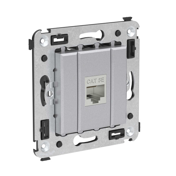 Купить DKC Компьютерная розетка RJ-45 без шторки в стену, кат.5e одинарная экранированная, "Avanti", "Закаленная сталь"