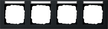 Gira E2 Черный Рамка 4-ая горизонтальная с полем для надписи 109409