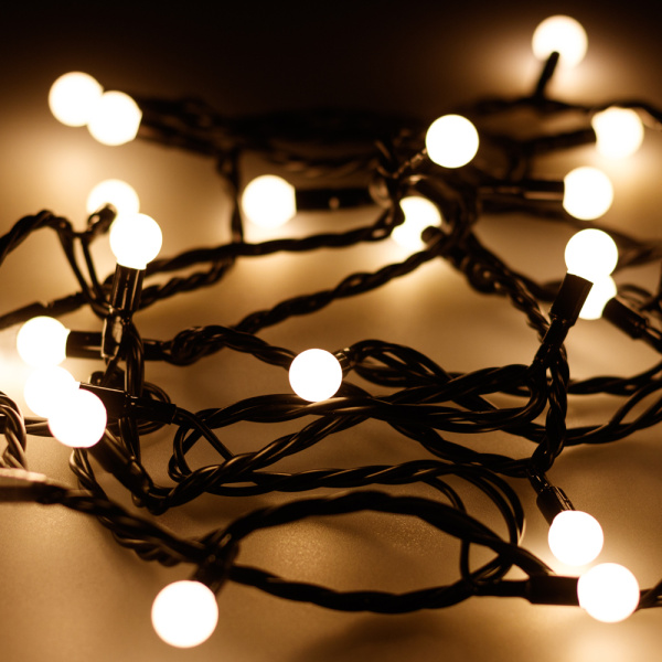 Купить Arlight Светодиодная гирлянда ARD-BALL-CLASSIC-D13-20000-BLACK-200LED WARM (230V, 14W) (Ardecoled, IP65) 025578