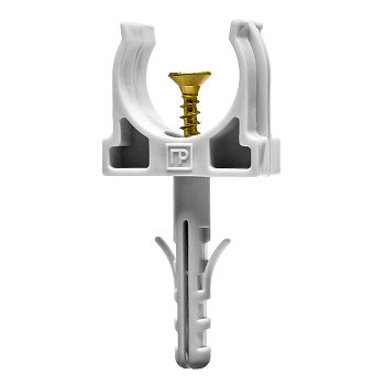 Промрукав Крепеж-клипса с дюбелем и саморезом серая д20 в малой упаковке (10шт/900шт уп/кор) PR13.0308