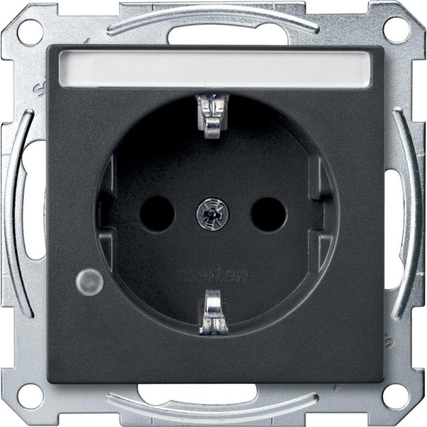 SE Merten SM Антрацит Розетка с полем для надписи и индикацией (MTN2303-0414)