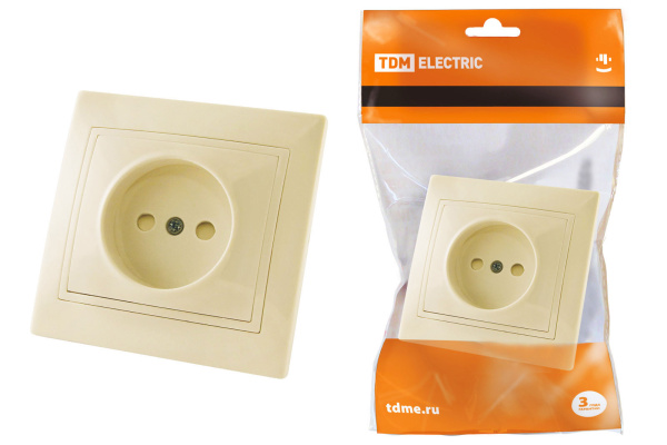 TDM Розетка 2П с защ. шт. 10А 250В сл. кость "Таймыр" SQ1814-0115