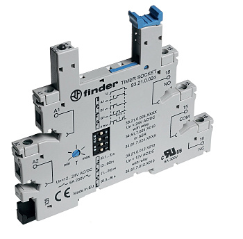 Finder Розетка с винтовыми клеммами (с зажимной клетью) для реле 34 серии; встроенный таймер мультифункциональный (AI, DI, GI, SW); регулировка времен 93210024