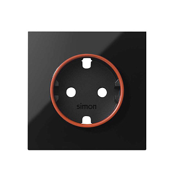 Simon 100 Черный глянец Накладка розетки Schuko UPS 10000037-138