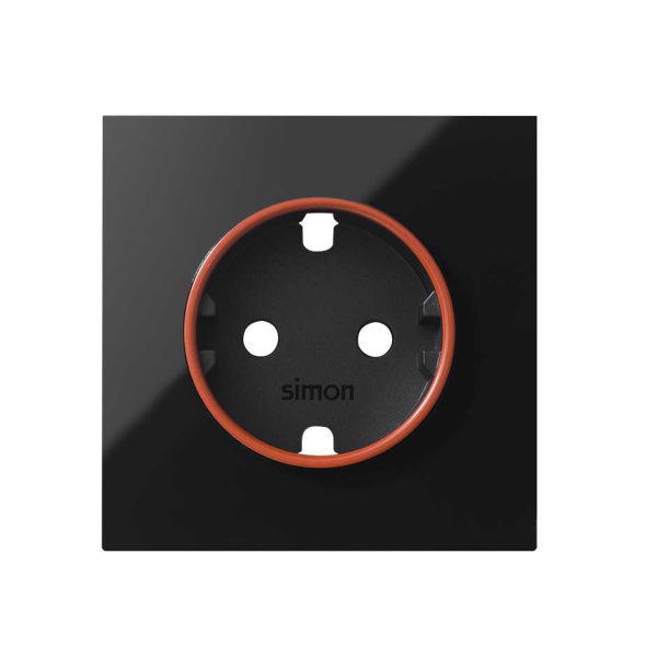Simon 100 Черный глянец Накладка розетки Schuko UPS 10000037-138
