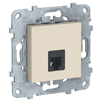 SE Unica New Беж Розетка телефонная, RJ11, одиночная 4 контакта NU549244