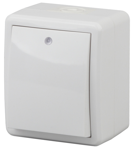 ЭРА 11-1402-01 Эксперт Белый Выключатель 1-кл с подсветкой ОУ IP54