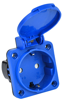 IEK РП15-3 розетка панельная  2Р+РЕ 16А з/к з/ш кр. IP44 син. MAGNUM PSN71-016-3-3-44-K07