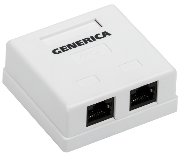 Купить IEK GENERICA Розетка инф. настенная RJ45 кат. 5Е UTP 2 порта CS2-1C5EU-22-G