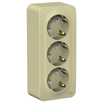 Systeme Electric Blanca наруж Беж Розетка 3-ая с/з со шторками, изолир. пластина 16А, 250В